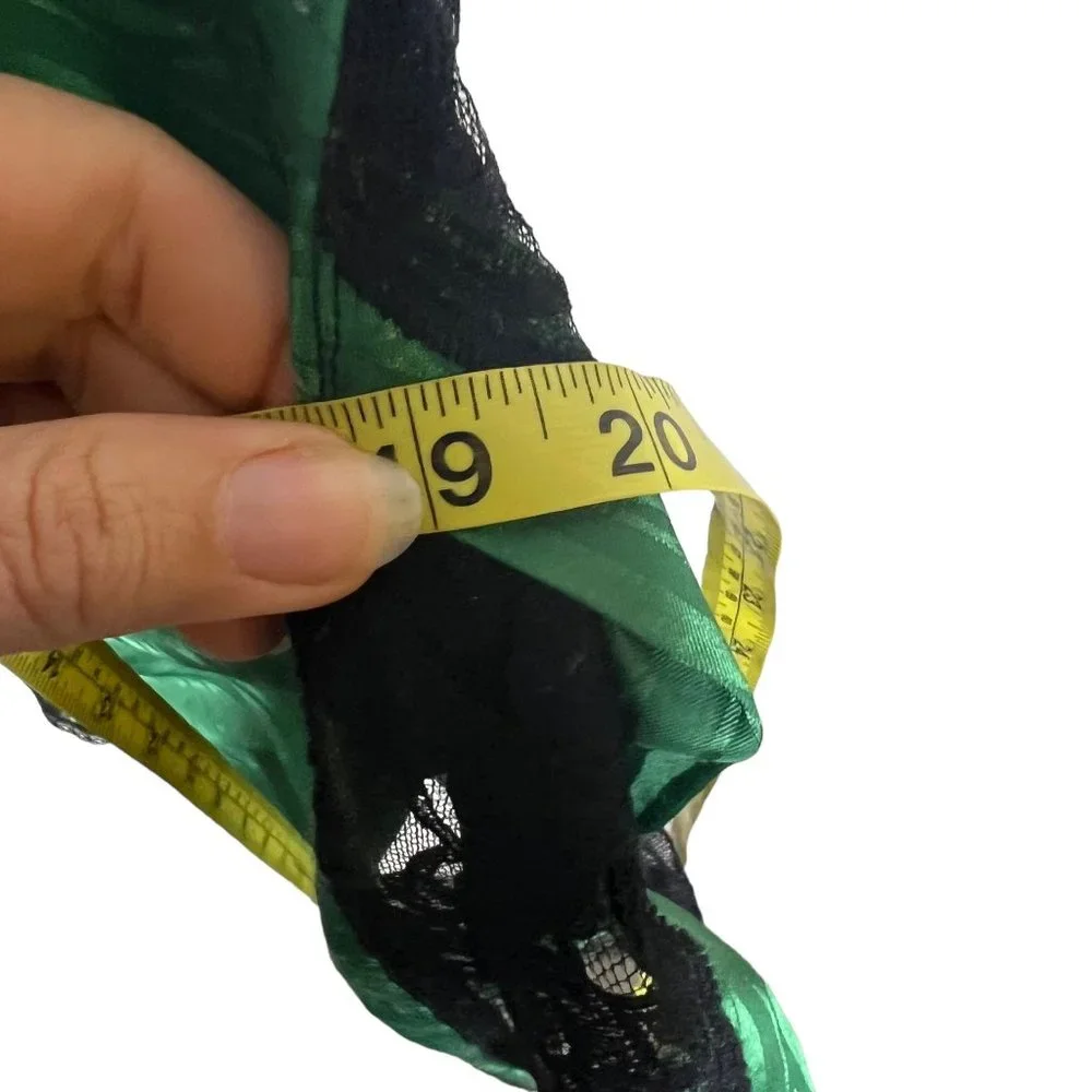 Vintage 80s Lilly of France Green Spaghetti Strap Lace Short Negligee Medium - Picture 6 of 6